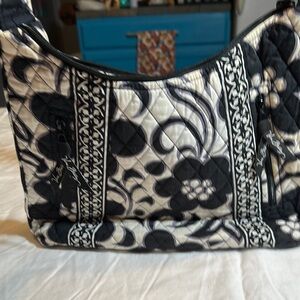 Vera Bradley Black and White Shoulder Bag with Floral Print